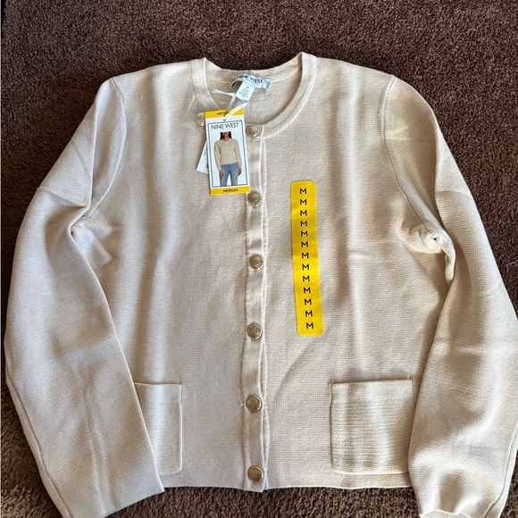 Nine West Sweaters - Nine West Beige Button-Up Cardigan